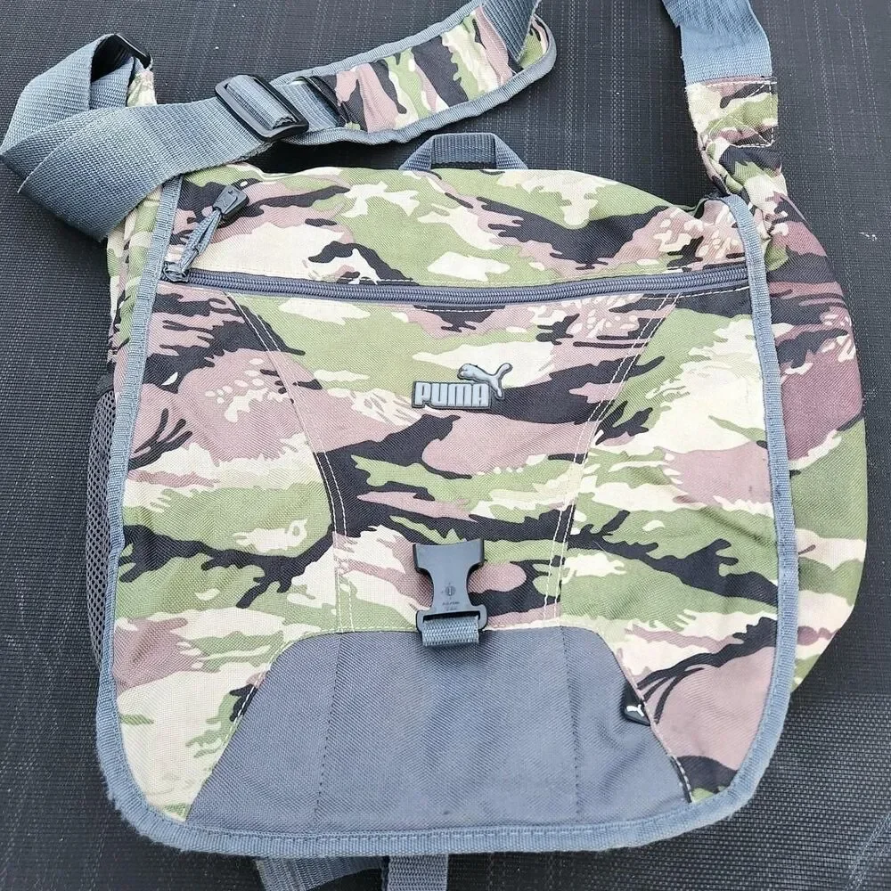 Puma Camo Messenger Bag Laptop Crossbody Y2K Streetwear Utility 16x14